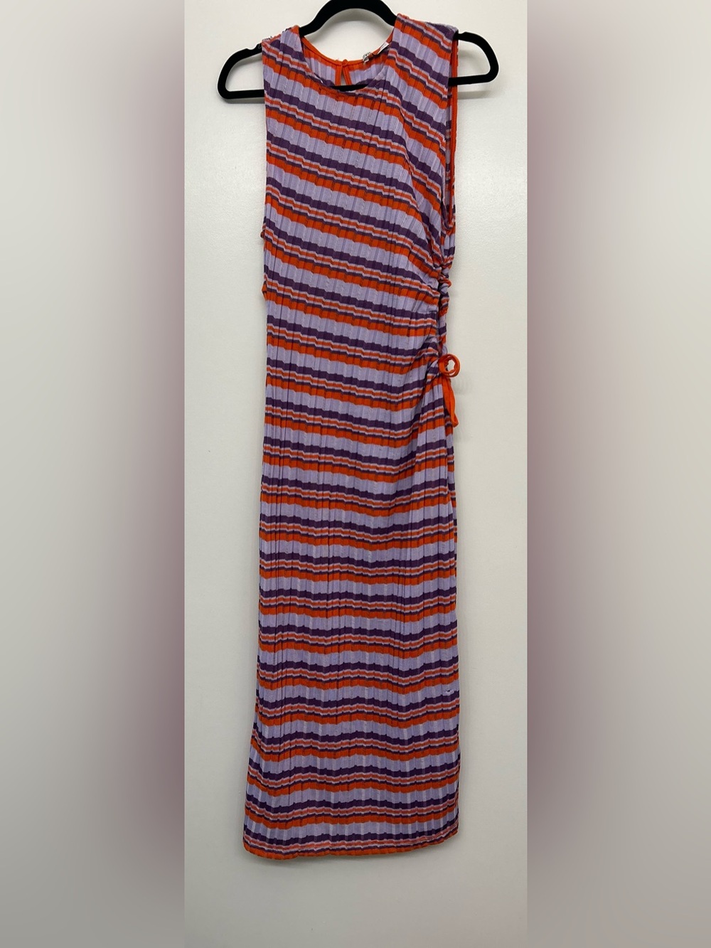 Zara Sleeveless Striped Midi Dress in Purple & Orange